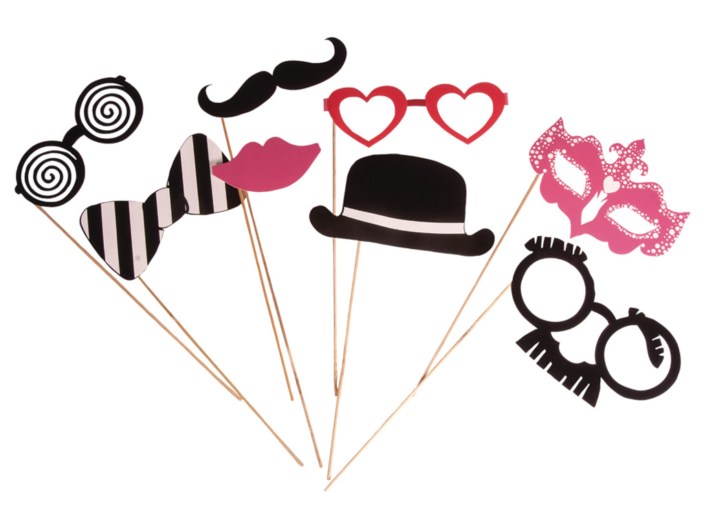 Party mask with a stick Rayher Basic 8pcs