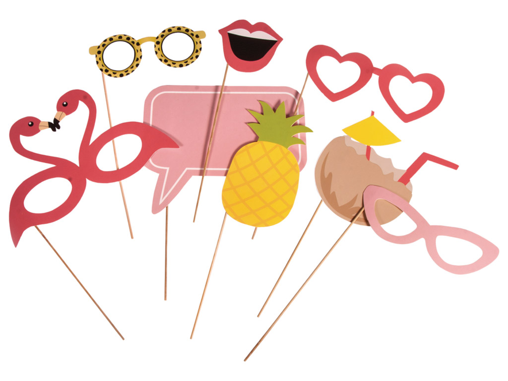 Party mask with a stick Rayher Tropical 8pcs