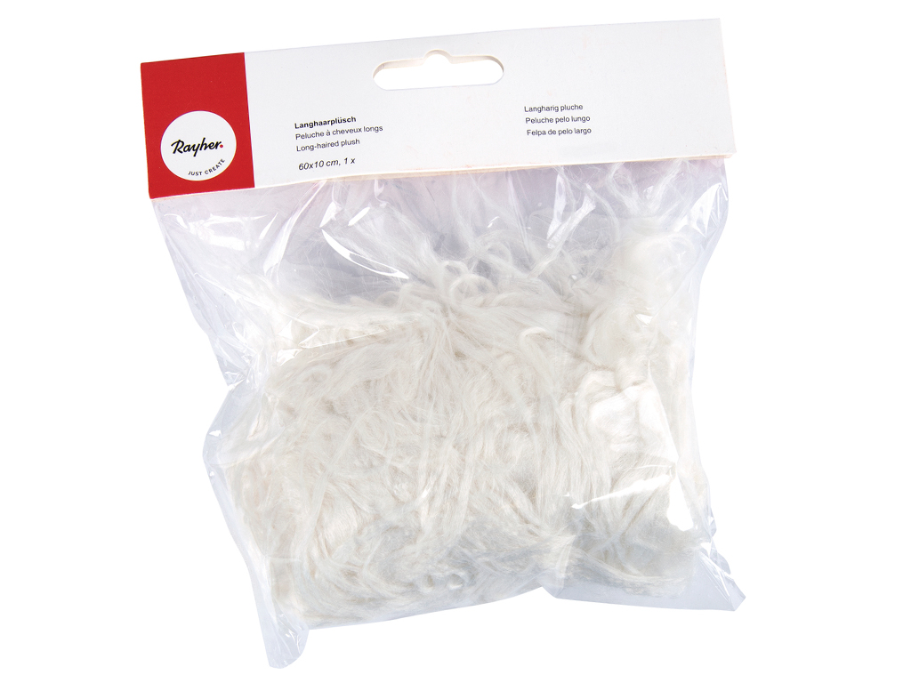 Long-haired plush Rayher 60x10cm white