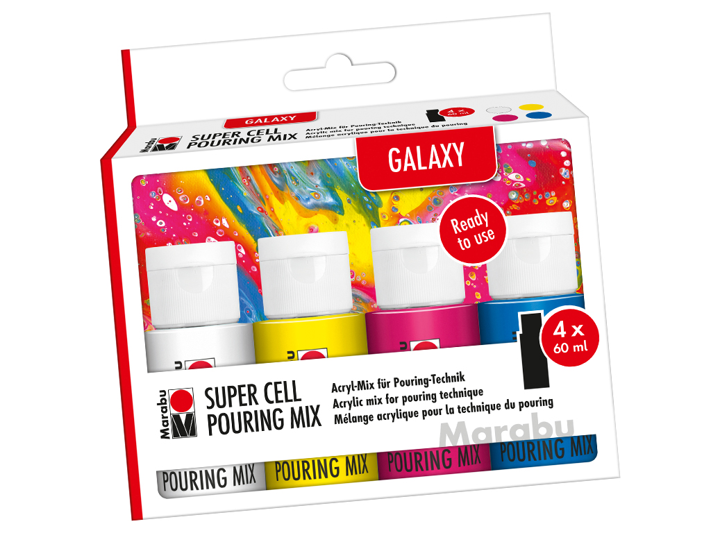 Akrüülvärvi valamise komplekt Marabu Pouring 4x60ml Galaxy