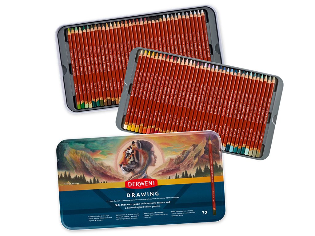 Piešimo pieštukas Derwent Drawing 72vnt. metalinė dėžutė