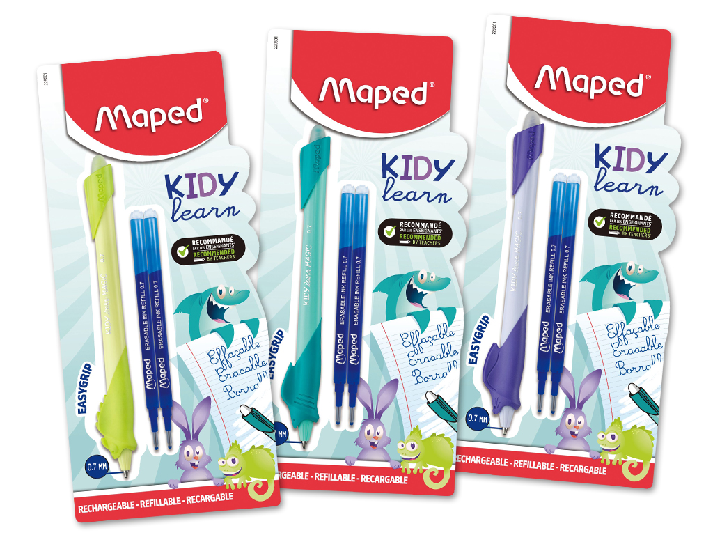 Tintes pildspalva izdzēšams Maped Kidy Learn Magic animal zila+ 2gab serdenis blisterī