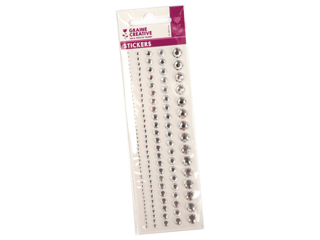 Poolpärlid Graine Creative plastikust liimuvad 2-8mm 140tk kristall