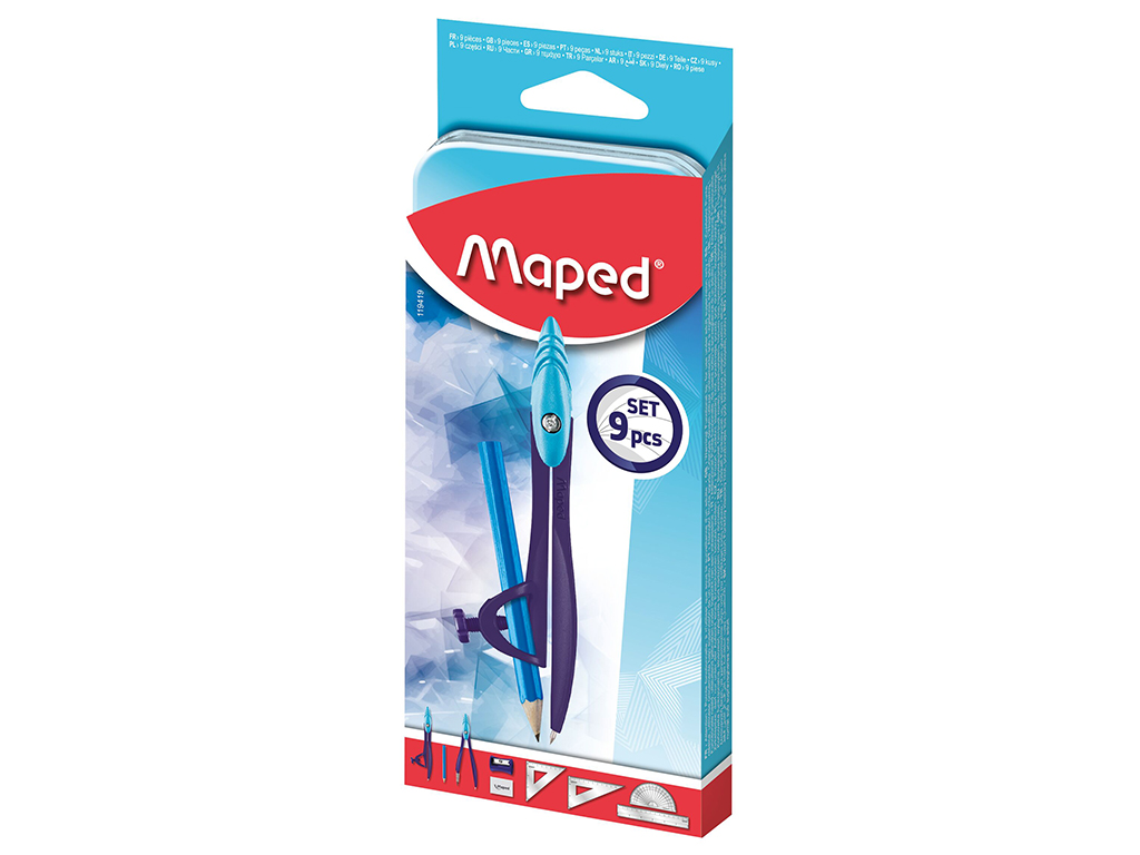 Math set Maped Arctic 9-piece in metal case