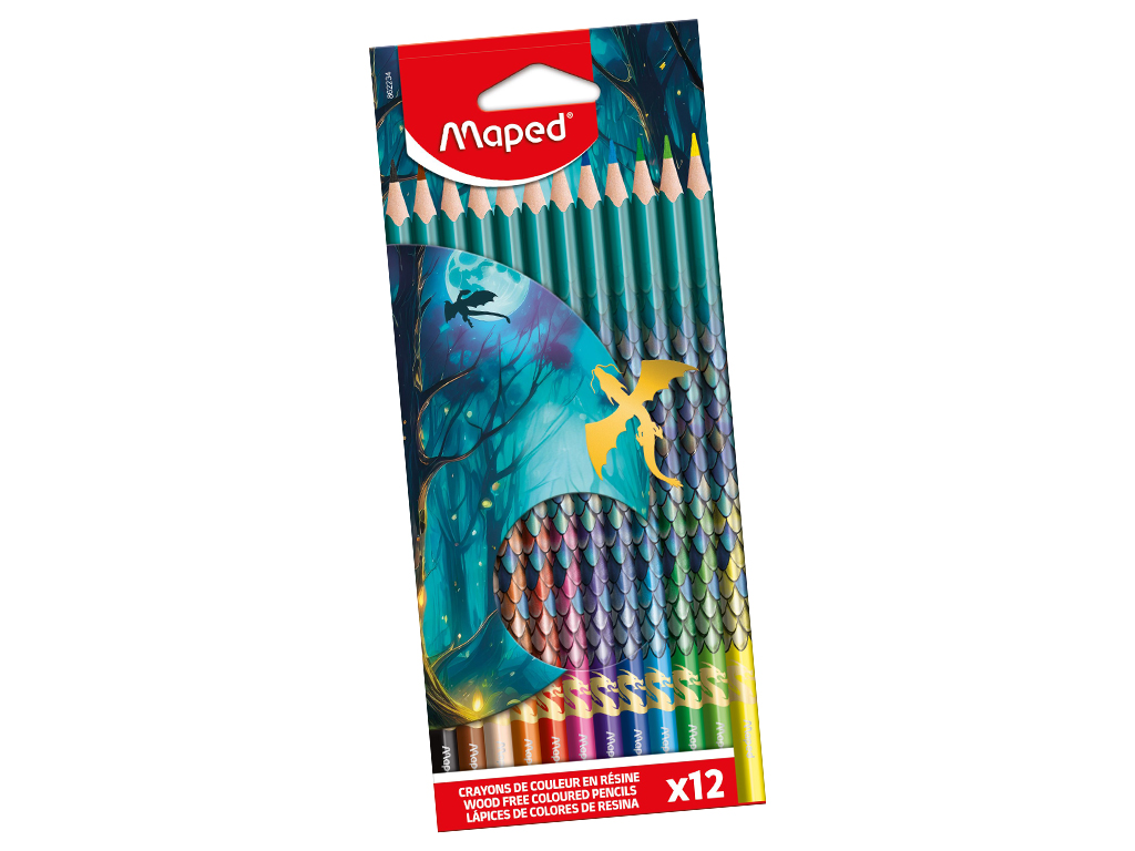 Colour pencils wood-free Maped Dragon 12pcs