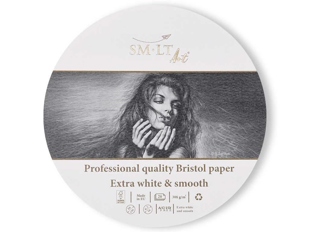 Piešimo bloknotas Smlt Art Pro Bristol apvalus d=16cm/308g 20 lapų