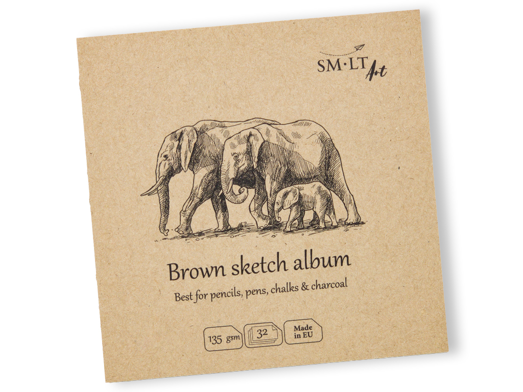 Eskizams bloknotas Smlt Art Authentic 14x14/135g 32 lapų spiralinis ruda