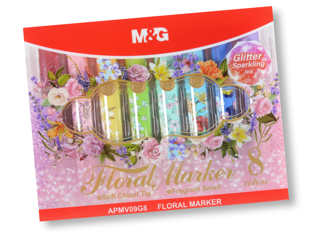 Marker M&G Floral Glitter 8tk lõhnaga