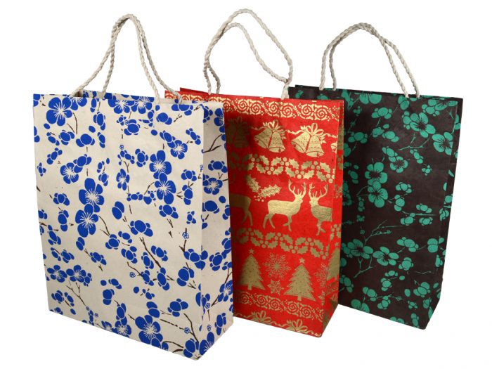 Lokta Paper gift bag 26×9.5×31.5cm - 1/3