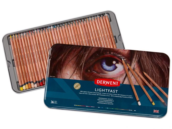 Colour pencils Derwent Lightfast in metal box - 1/6