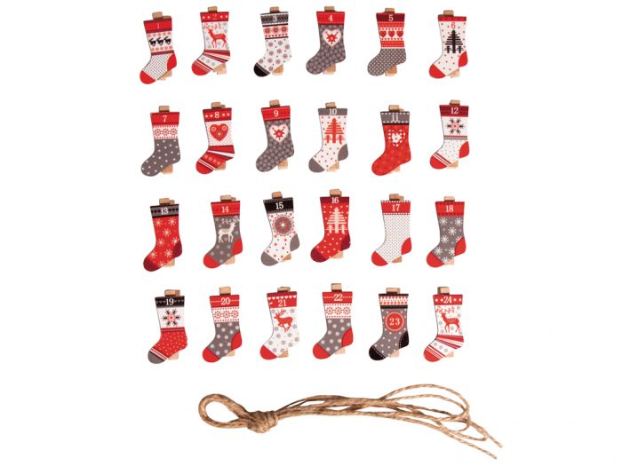 Wooden pegs Rayher advent calendar socks - 1/2