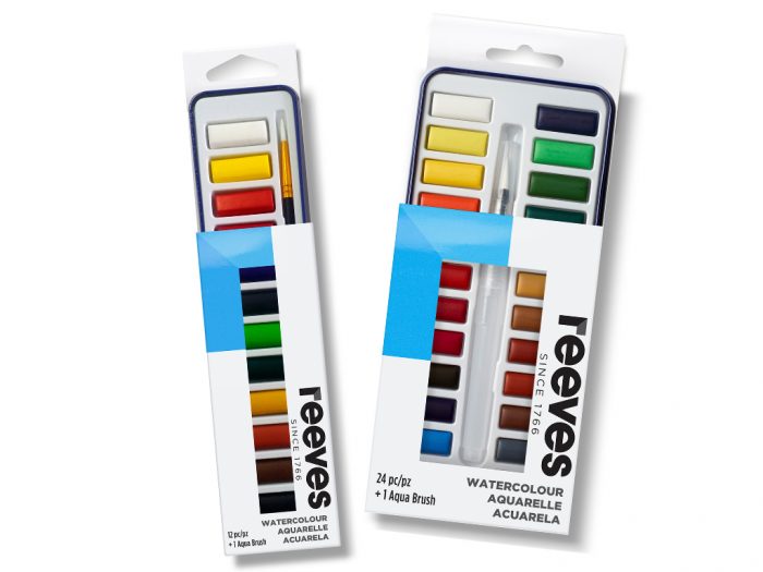 Akvarellnööbi komplekt Reeves metallkarbis - 1/5