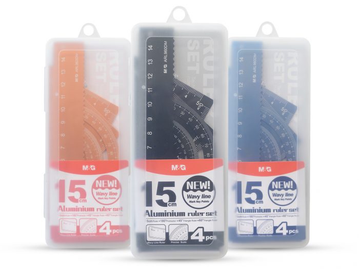 Metal ruler set M&G in plastic box - 1/2